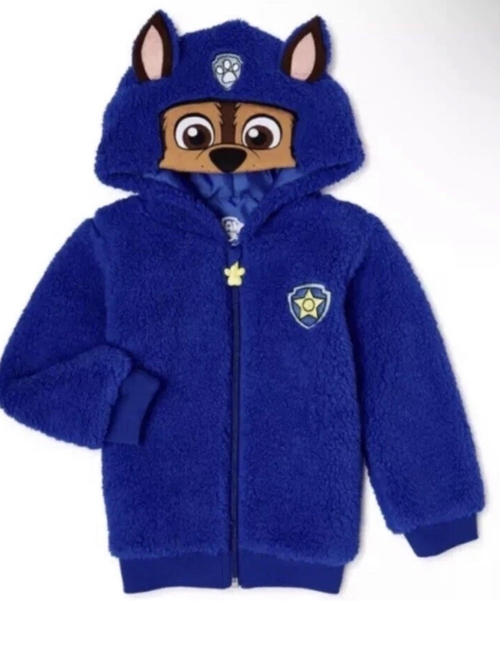 Blue Paw Patrol Chase Fuzzy Faux Sherpa Hoodie Size 18 Months